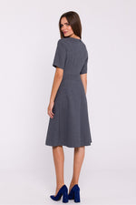 Dagkjole Stylove til dame fra MS StyleHaven, laget av polyester, farge Grå, størrelse L, med short ermer, perfekt til dress