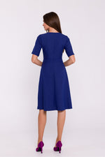 Dagkjole Stylove til dame fra MS StyleHaven, laget av polyester, farge Blå, størrelse s, med short ermer, perfekt til dress