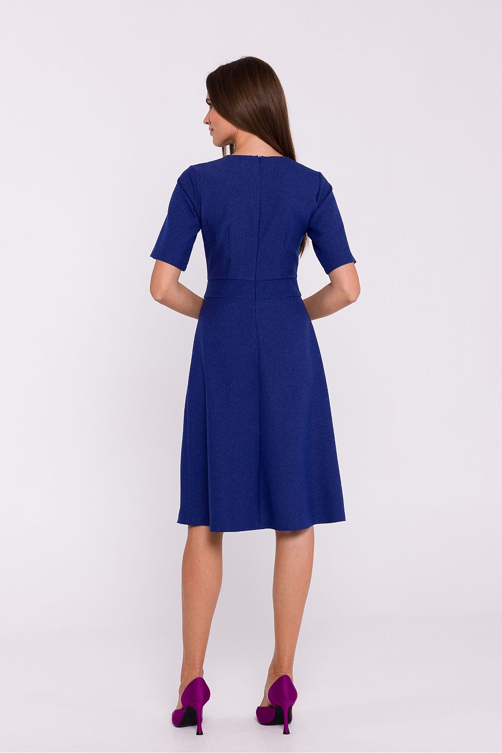 Dagkjole Stylove til dame fra MS StyleHaven, laget av polyester, farge Blå, størrelse s, med short ermer, perfekt til dress