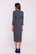 Dagkjole Stylove til dame fra MS StyleHaven, laget av polyester, farge Grå, størrelse L, med 3-4; long ermer, perfekt til dress