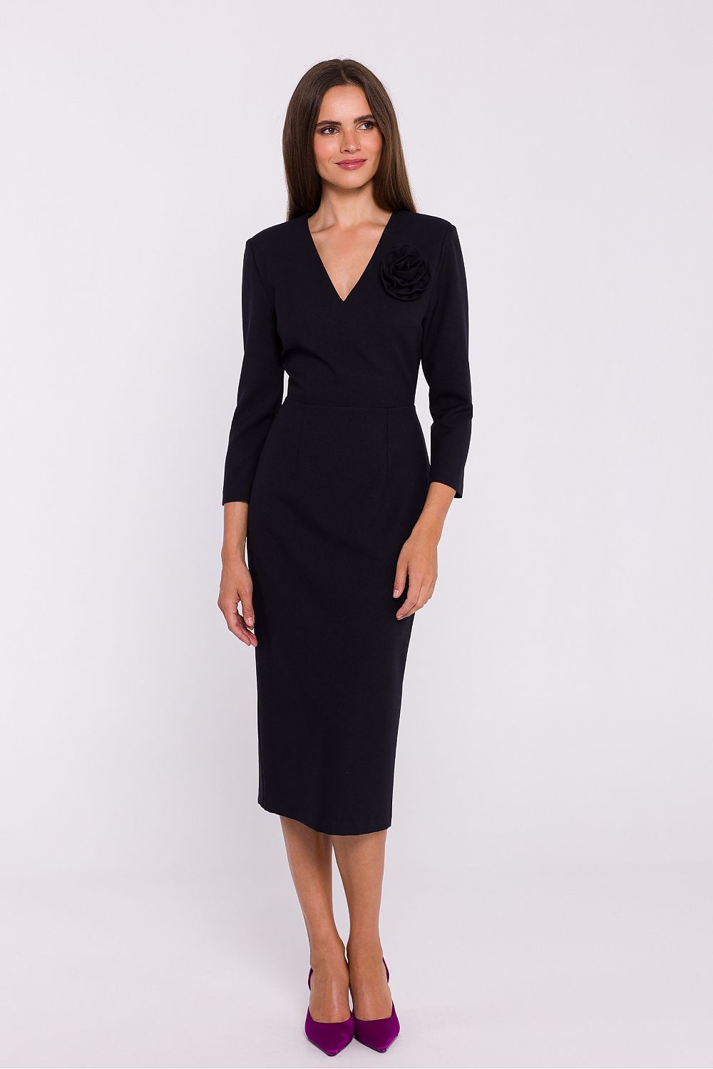 Dagkjole Stylove til dame fra MS StyleHaven, laget av polyester, farge Blå, størrelse XXL, med 3-4; long ermer, perfekt til dress