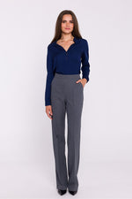 Damebukser Stylove til dame fra MS StyleHaven, laget av polyester; Elastan-1, farge Grå, størrelse s, med long ermer, bukselengde long, perfekt til dress