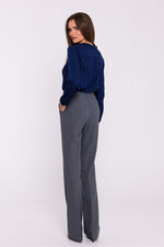 Damebukser Stylove til dame fra MS StyleHaven, laget av polyester; Elastan-1, farge Grå, størrelse L, med long ermer, perfekt til dress