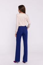 Damebukser Stylove til dame fra MS StyleHaven, laget av polyester; Elastan-1, farge Blå, størrelse s, med long ermer, perfekt til dress