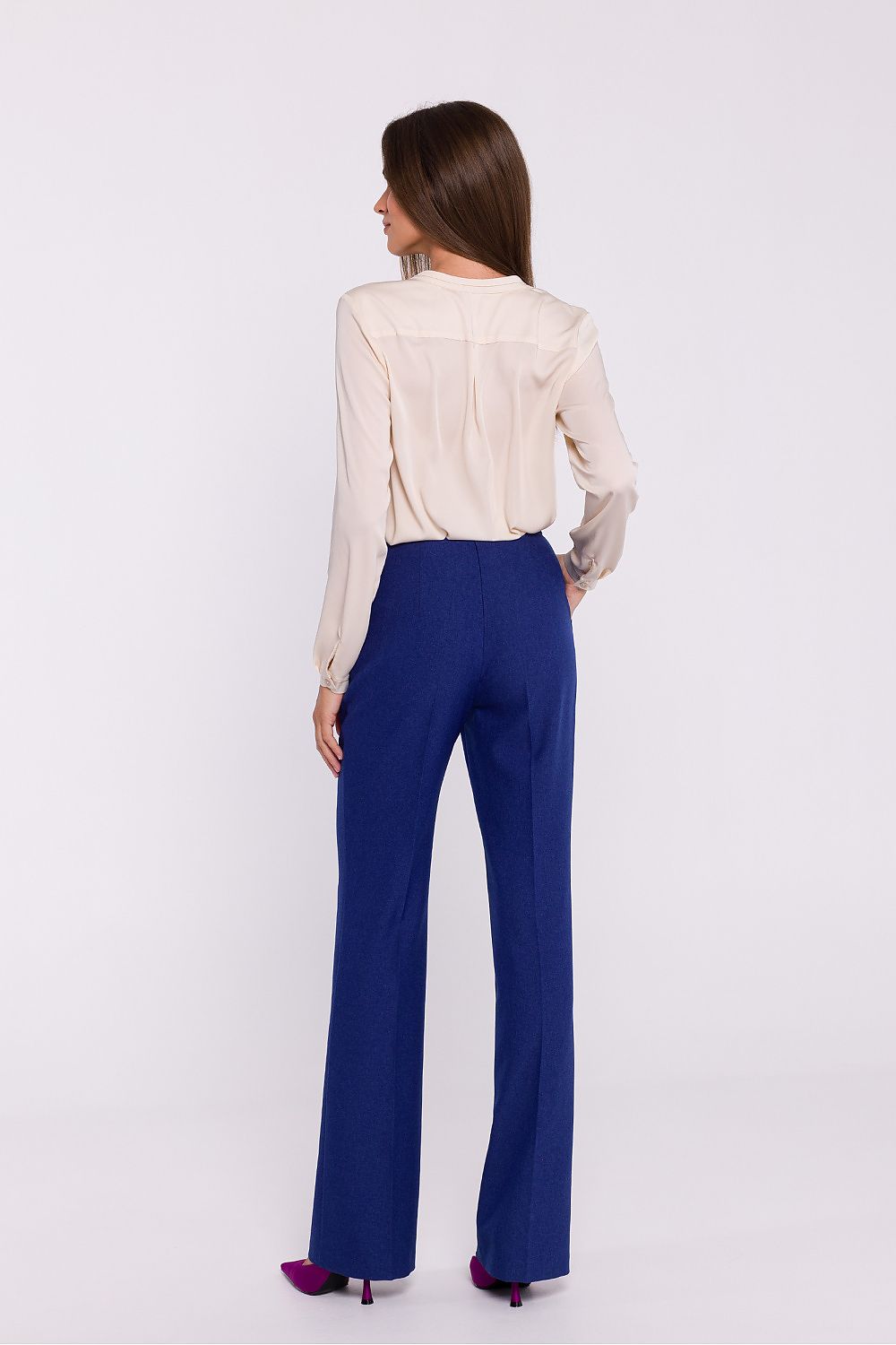 Damebukser Stylove til dame fra MS StyleHaven, laget av polyester; Elastan-1, farge Blå, størrelse s, med long ermer, perfekt til dress