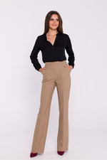 Damebukser Stylove til dame fra MS StyleHaven, laget av polyester; Elastan-1, farge beige, størrelse XL, med long ermer, perfekt til dress