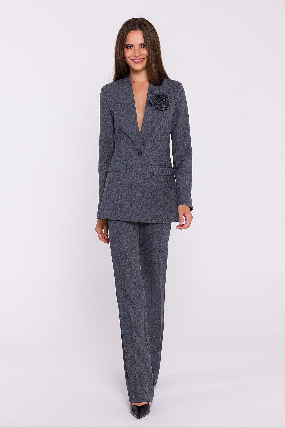 Jakke Stylove til dame fra MS StyleHaven, laget av polyester, farge Grå, størrelse M, med long ermer, perfekt til dress