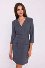 Dagkjole Stylove til dame fra MS StyleHaven, laget av polyester, farge Grå, størrelse s, med lang ermer, knee-1 lengde, kjolestil a-line, perfekt til dress