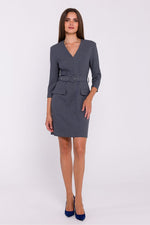 Dagkjole Stylove til dame fra MS StyleHaven, laget av polyester, farge Grå, størrelse M, med lang ermer, perfekt til dress
