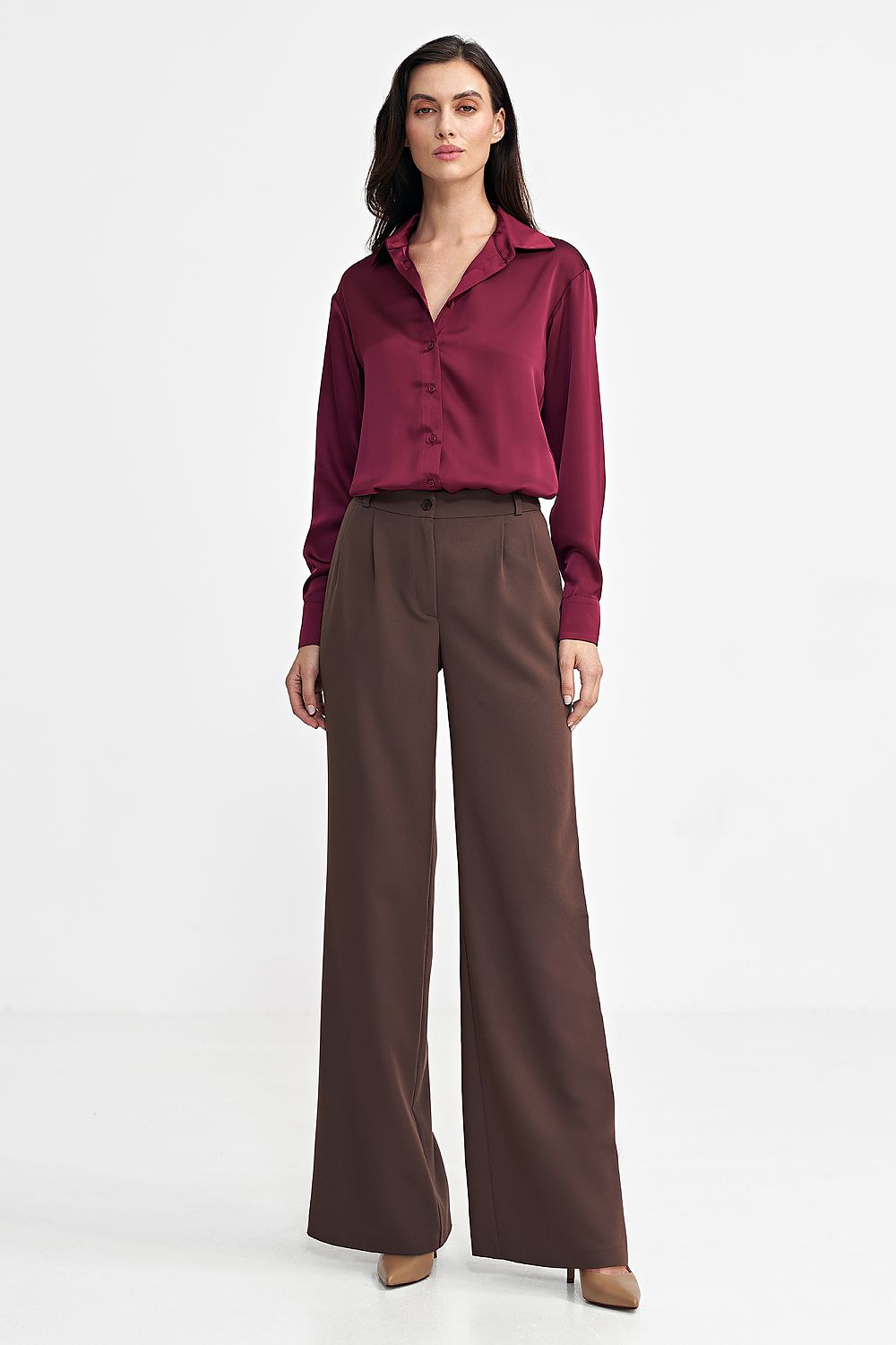 Bukser Nife til dame fra MS StyleHaven, laget av polyester; Viskose, farge Brun, størrelse 36, med long ermer, bukselengde long, perfekt til casual; dress