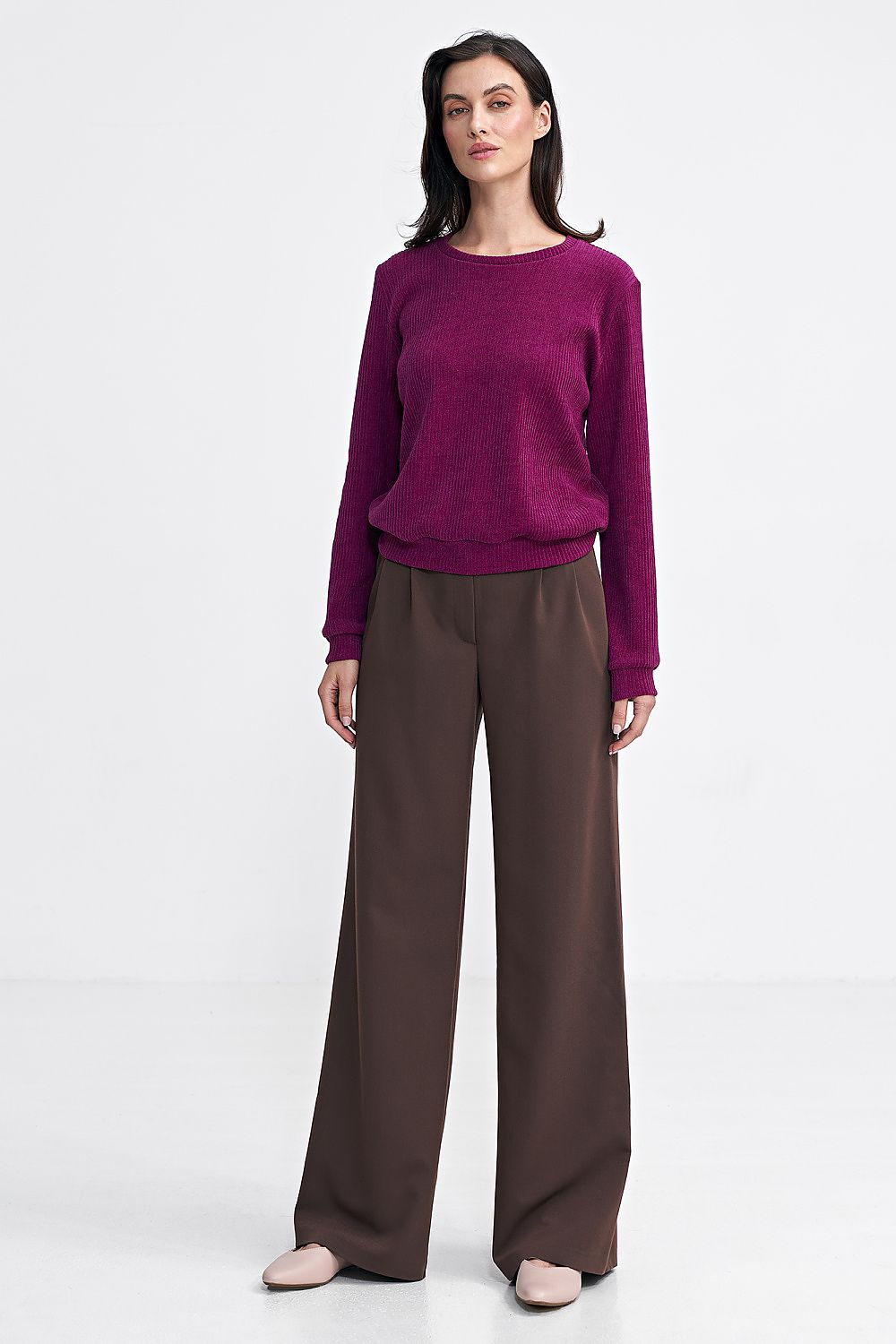 Bukser Nife til dame fra MS StyleHaven, laget av polyester; Viskose, farge Brun, størrelse 38, med long ermer, perfekt til casual; dress