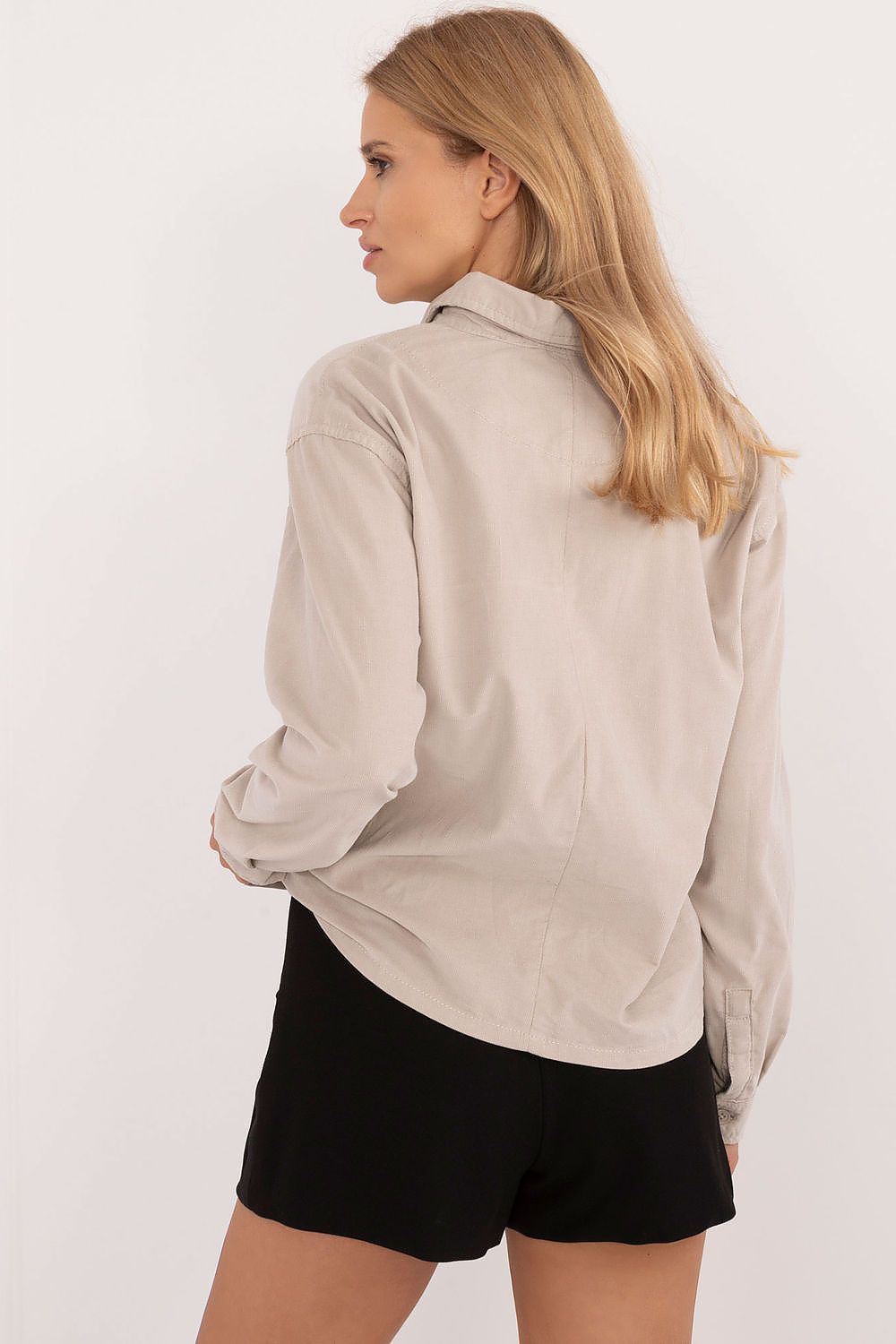 Long sleeve shirt Sublevel til dame fra MS StyleHaven; laget av Bomull; farge beige; stÃ¸rrelse XS; med long ermer