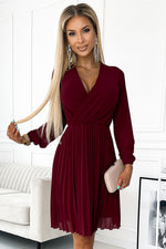 Isabella-kjole fra Numoco – Elegant plissert chiffongkjole for spesielle anledninger til dame fra MS StyleHaven, laget av polyester, farge Rosa 2, størrelse XS, med long ermer, perfekt til casual; dress