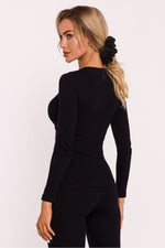 Bluse Moe til dame fra MS StyleHaven, laget av Bomull, farge Svart, størrelse M, med long ermer, perfekt til dress