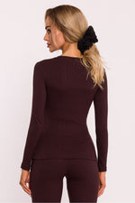 Bluse Moe til dame fra MS StyleHaven, laget av Bomull, farge Brun, størrelse s, med long ermer, perfekt til dress