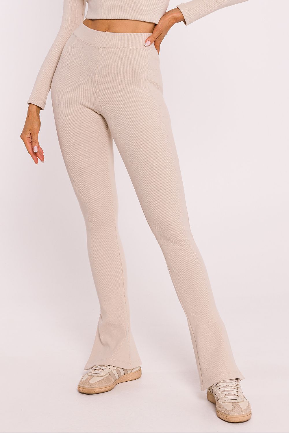 Lange leggings - Moe til dame fra MS StyleHaven, laget av Bomull, farge beige, størrelse s, med 45720 ermer, bukselengde long, perfekt til dress