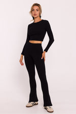 Lange leggings - Moe til dame fra MS StyleHaven, laget av Bomull, farge Svart, størrelse M, med 45720 ermer, perfekt til dress