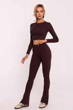 Lange leggings - Moe til dame fra MS StyleHaven, laget av Bomull, farge Brun, størrelse M, med 45720 ermer, perfekt til dress
