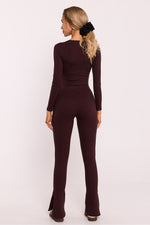 Lange leggings - Moe til dame fra MS StyleHaven, laget av Bomull, farge Brun, størrelse L, med 45720 ermer, perfekt til dress