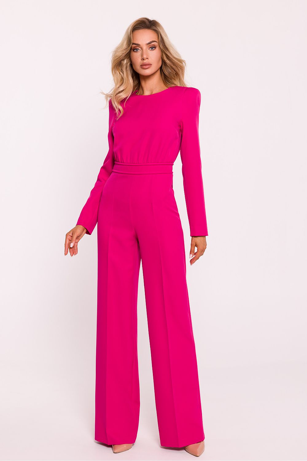 Chic Edge – Elegant Jumpsuit for Women - Moe til dame fra MS StyleHaven, laget av polyester, farge Rosa, størrelse s, med long ermer, perfekt til casual; dress