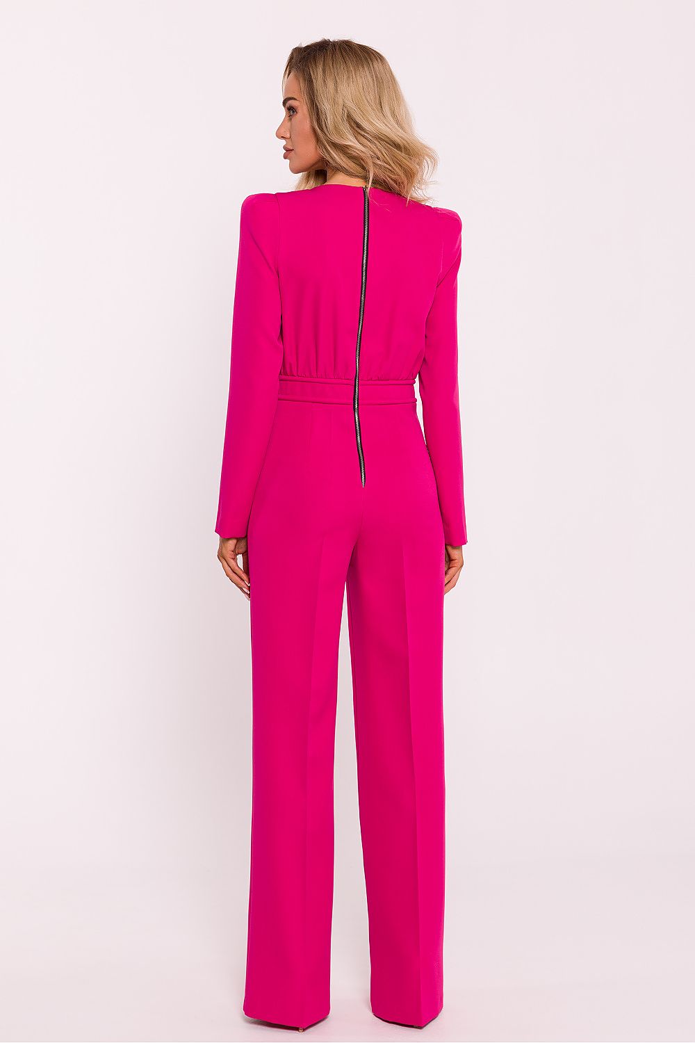 Chic Edge – Elegant Jumpsuit for Women - Moe til dame fra MS StyleHaven, laget av polyester, farge Rosa, størrelse M, med long ermer, perfekt til casual; dress
