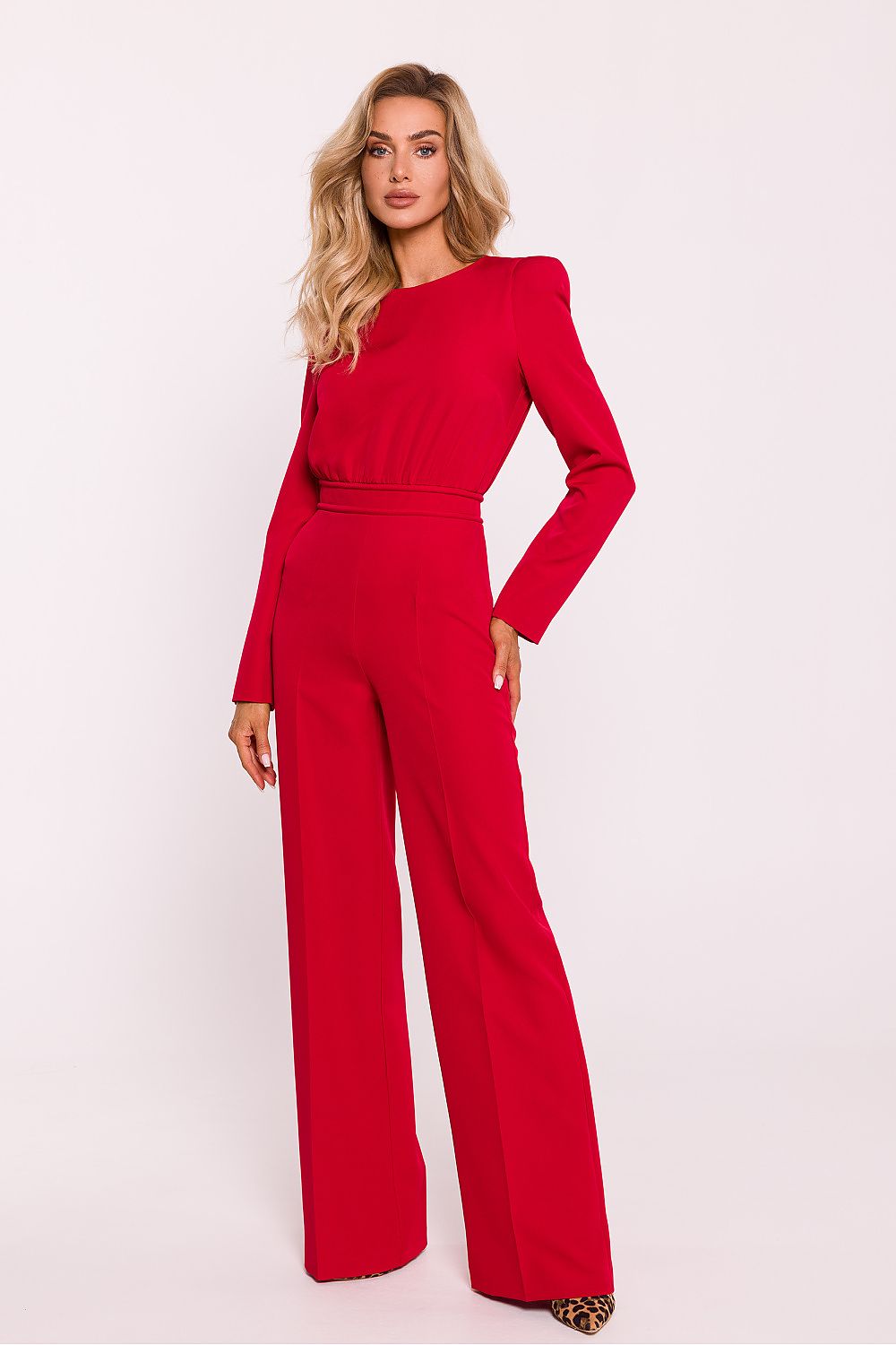 Chic Edge – Elegant Jumpsuit for Women - Moe til dame fra MS StyleHaven, laget av polyester, farge Rosa, størrelse XXL, med long ermer, perfekt til casual; dress