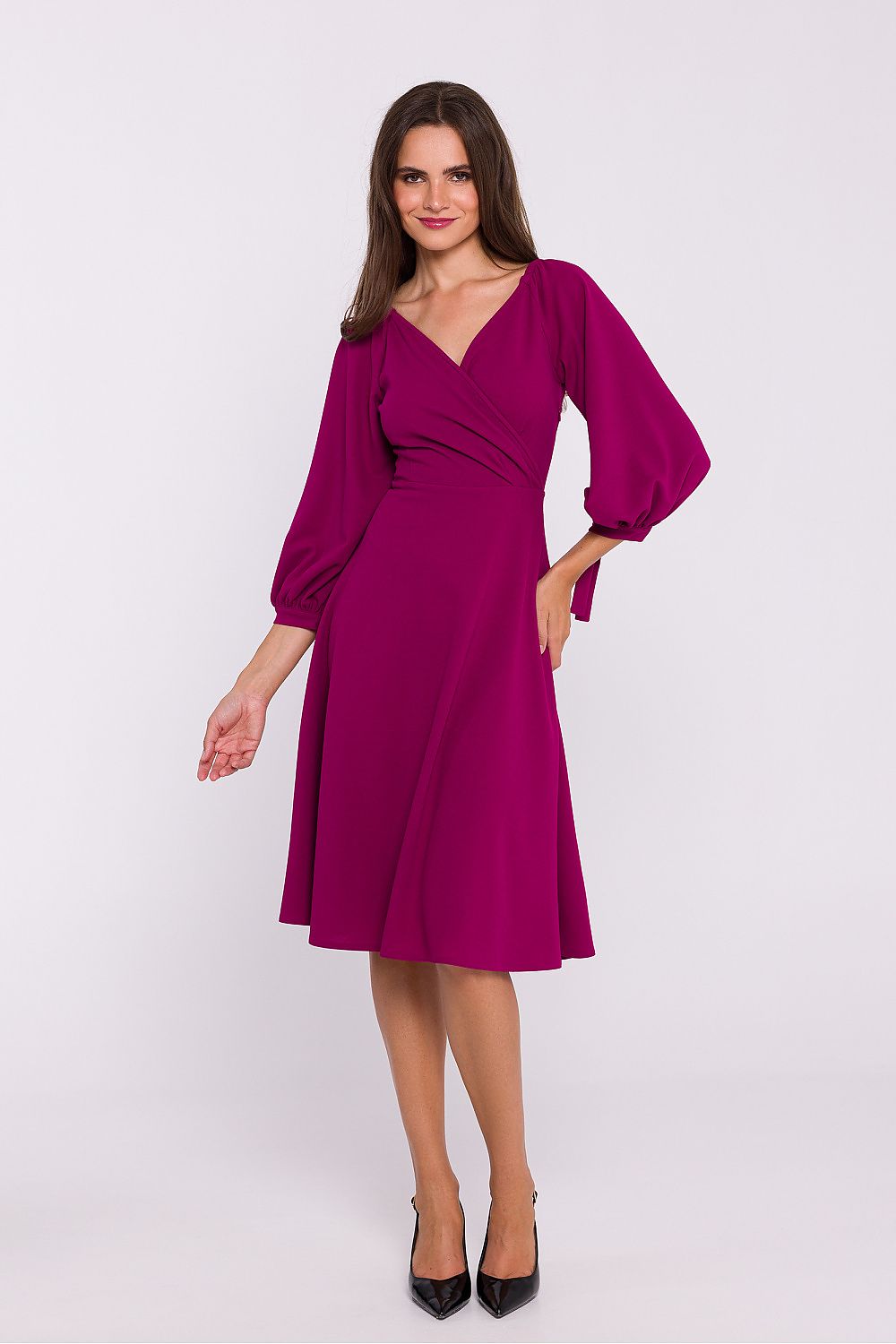 Dagkjole Stylove til dame fra MS StyleHaven, laget av Elastan; polyester, farge Fiolett, størrelse M, med lang ermer, perfekt til dress
