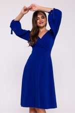 Dagkjole Stylove til dame fra MS StyleHaven, laget av Elastan; polyester, farge Grønn, størrelse s, med lang ermer, knee-1 lengde, kjolestil a-line, perfekt til dress
