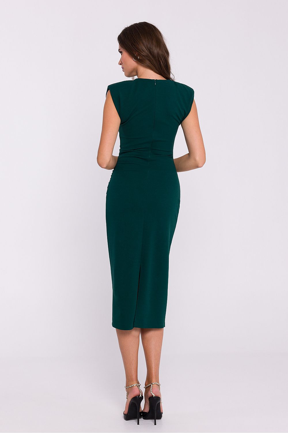 Dagkjole Stylove til dame fra MS StyleHaven, laget av polyester; Elastan, farge Grønn, størrelse M, med sleeveless ermer, perfekt til dress