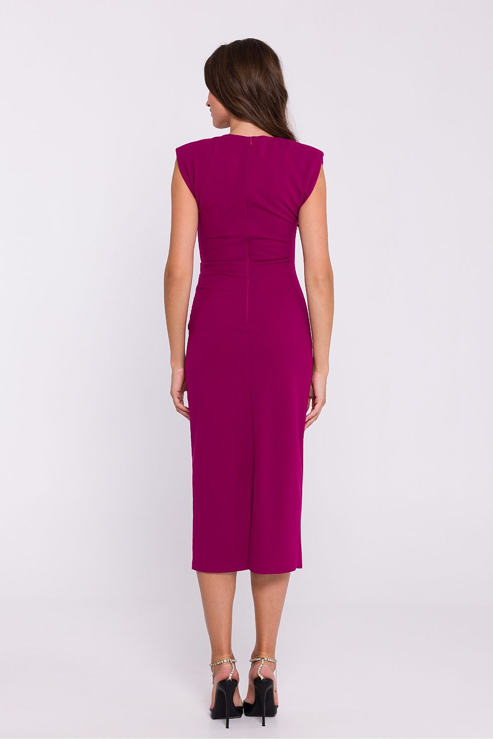 Dagkjole Stylove til dame fra MS StyleHaven, laget av polyester; Elastan, farge Grønn, størrelse XL, med sleeveless ermer, perfekt til dress