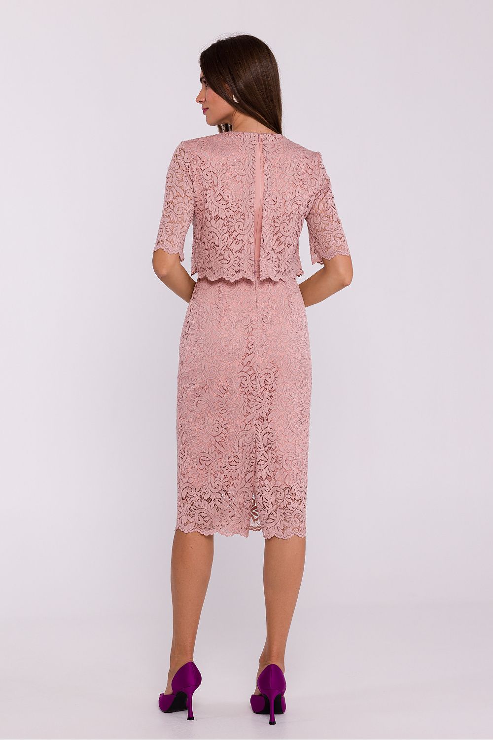 Aftenkjole Stylove til dame fra MS StyleHaven, laget av Polyamid; polyester, farge Rosa, størrelse L, med sleeveless; 3-4 ermer, perfekt til dress