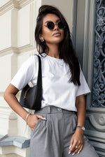 T-skjorte IVON til dame fra MS StyleHaven, laget av Bomull, farge Hvit, størrelse XS, med short ermer, perfekt til dress