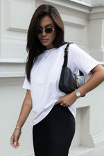 T-skjorte IVON til dame fra MS StyleHaven, laget av Bomull, farge Hvit, størrelse s, med short ermer, perfekt til dress