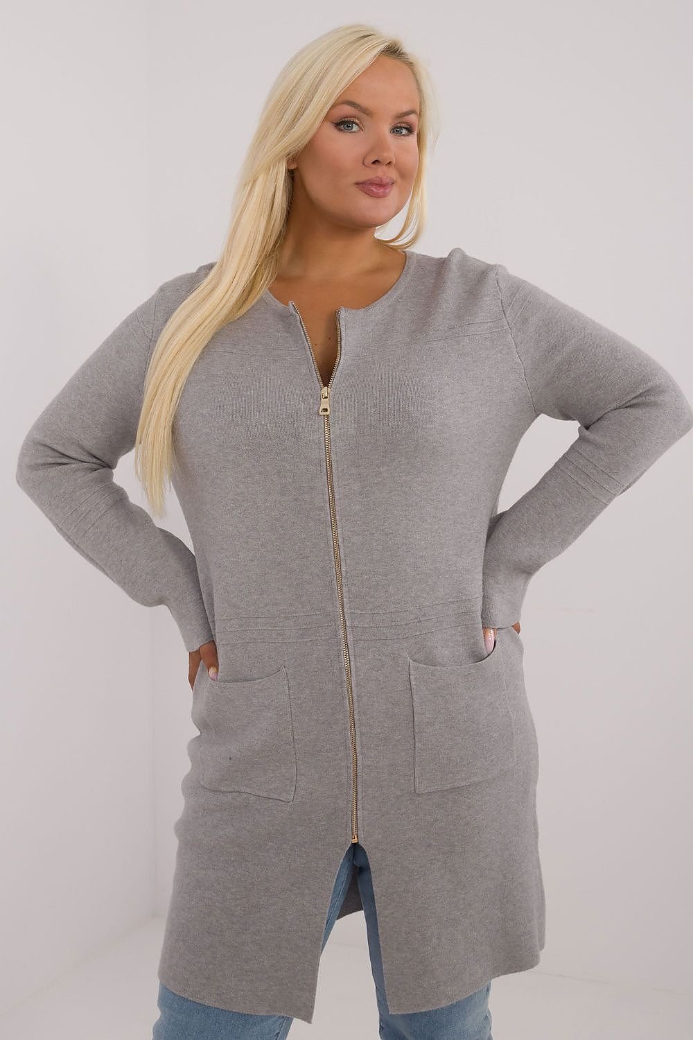 lang snitt genser plus size til dame fra MS StyleHaven, størrelse XL/XXL, med long, bukselengde long, kjolelengde maxi, kjolestil gown; sheath