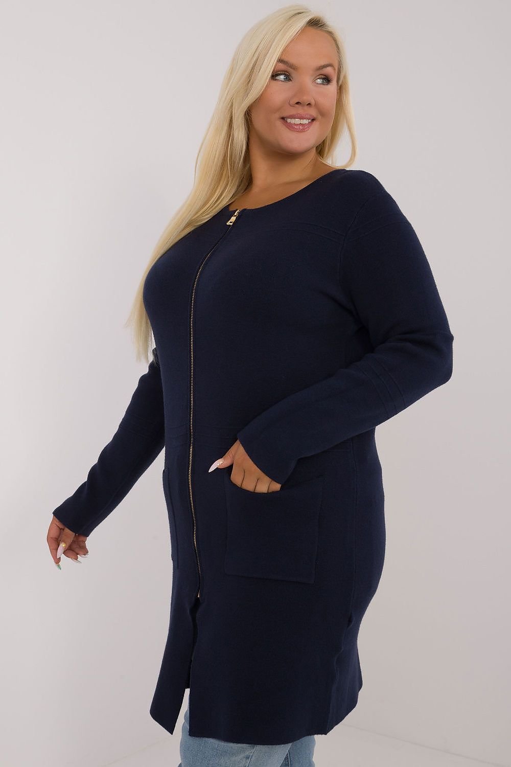 lang snitt genser plus size til dame fra MS StyleHaven, størrelse 2XL/3XL, med long, bukselengde long, kjolelengde maxi, kjolestil gown; sheath