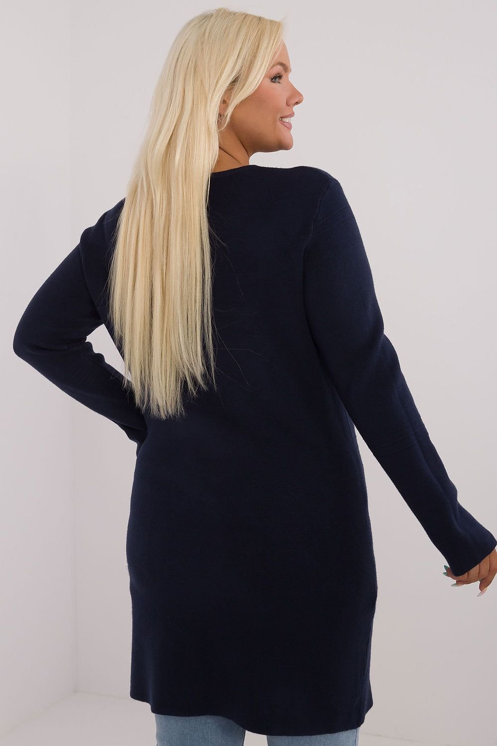 lang snitt genser plus size til dame fra MS StyleHaven, størrelse 2XL/3XL, med long, bukselengde long, kjolelengde maxi, kjolestil gown; sheath