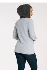 Wool Blend Comfort Hettegenser - Figl til dame fra MS StyleHaven, laget av Bomull; Elastan; Ull, farge Grå, størrelse M, med long; 3-4 ermer, perfekt til casual; dress