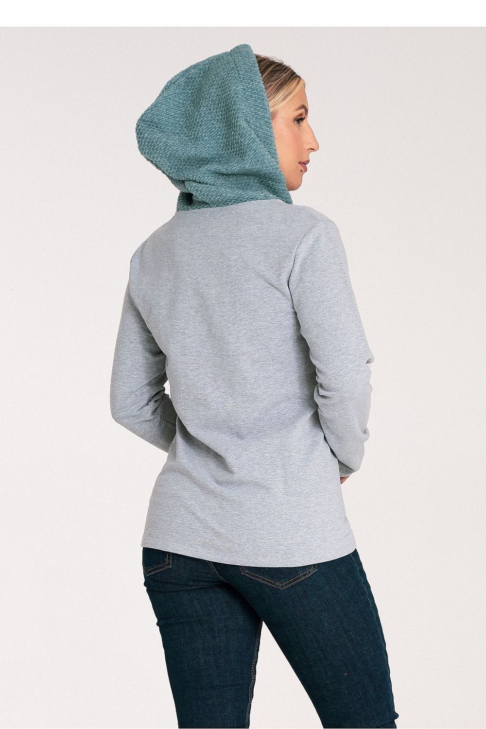 Wool Blend Comfort Hettegenser - Figl til dame fra MS StyleHaven, laget av Bomull; Elastan; Ull, farge Grå 2, størrelse S, med long; 3-4 ermer, perfekt til casual; dress