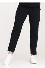 Sporty Chic-bukser - Figl til dame fra MS StyleHaven, laget av Bomull; Elastan, farge Marineblå, størrelse M, med 45720 ermer, perfekt til casual; dress