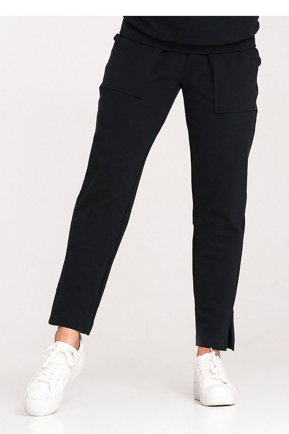 Sporty Chic-bukser - Figl til dame fra MS StyleHaven, laget av Bomull; Elastan, farge Marineblå, størrelse M, med 45720 ermer, perfekt til casual; dress