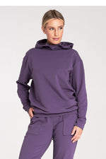 Koselig klassisk hettegenser - Figl til dame fra MS StyleHaven, laget av Bomull; Elastan, farge Fiolett, størrelse S, med long; 3-4 ermer, perfekt til casual; dress