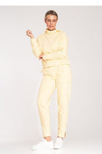 Koselig klassisk hettegenser - Figl til dame fra MS StyleHaven, laget av Bomull; Elastan, farge Gul, størrelse S, med long; 3-4 ermer, perfekt til casual; dress
