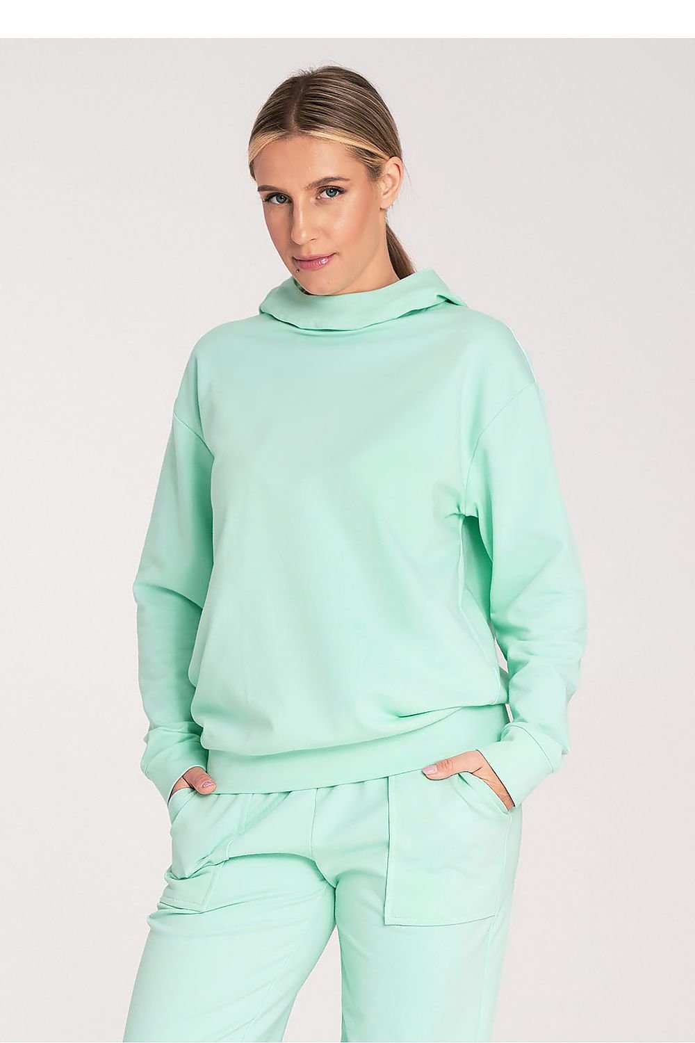 Koselig klassisk hettegenser - Figl til dame fra MS StyleHaven, laget av Bomull; Elastan, farge Gul, størrelse L, med long; 3-4 ermer, perfekt til casual; dress