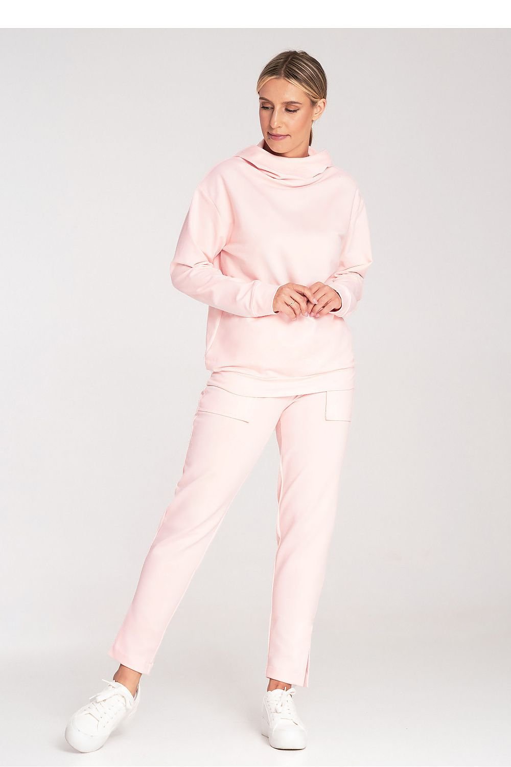 Koselig klassisk hettegenser - Figl til dame fra MS StyleHaven, laget av Bomull; Elastan, farge Rosa, størrelse M, med long; 3-4 ermer, perfekt til casual; dress