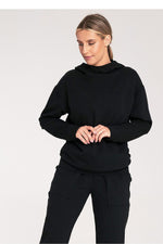 Koselig klassisk hettegenser - Figl til dame fra MS StyleHaven, laget av Bomull; Elastan, farge Marineblå, størrelse M, med long; 3-4 ermer, perfekt til casual; dress