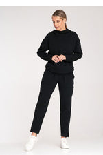 Koselig klassisk hettegenser - Figl til dame fra MS StyleHaven, laget av Bomull; Elastan, farge Marineblå, størrelse L, med long; 3-4 ermer, perfekt til casual; dress