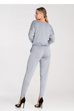 Uanstrengt Elegance Jumpsuit - Figl til dame fra MS StyleHaven, laget av Elastan; polyester, farge Grå, størrelse M, med 45720 ermer, perfekt til casual; dress