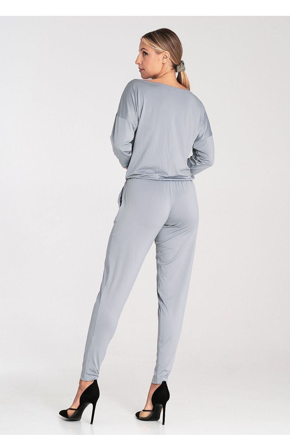 Uanstrengt Elegance Jumpsuit - Figl til dame fra MS StyleHaven, laget av Elastan; polyester, farge Grå, størrelse M, med 45720 ermer, perfekt til casual; dress