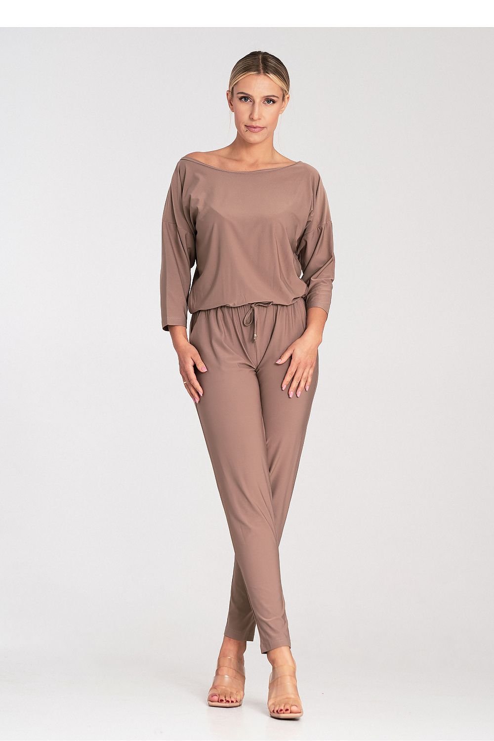 Uanstrengt Elegance Jumpsuit - Figl til dame fra MS StyleHaven, laget av Elastan; polyester, farge Grå, størrelse L, med 45720 ermer, perfekt til casual; dress