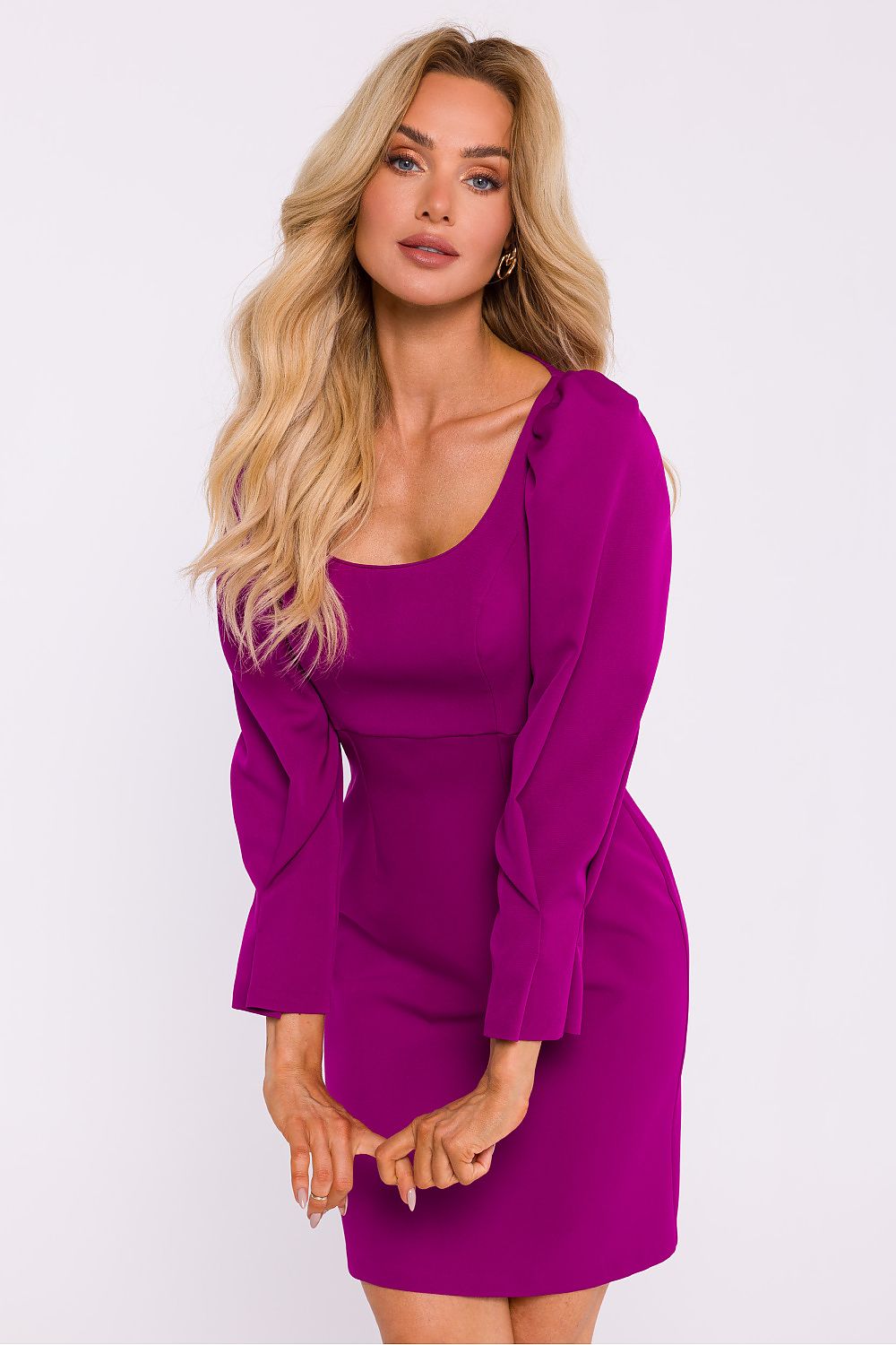Lange ermer Minikjole - Moe til dame fra MS StyleHaven, laget av polyester, farge Fiolett, størrelse s, med long ermer, mini lengde, kjolestil mermaid, perfekt til dress